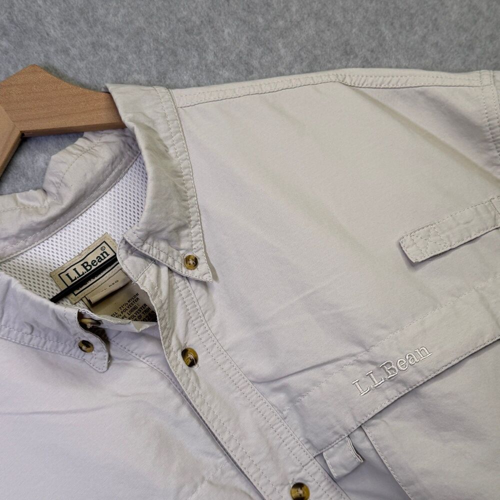 L.L. Bean XXL Fishing Shirt Vented Mesh Short Sleeve Khaki Outdoor